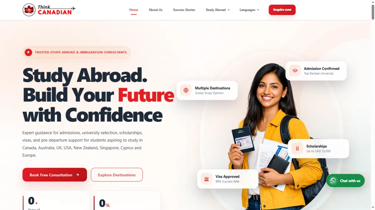 Think Canadian website homepage designed by Azytechie